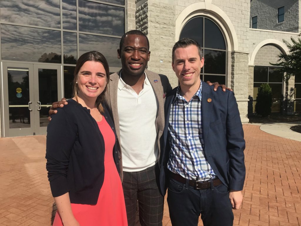 Mary Rafferty, VCN executive director, is joined by Levar M. Stoney, Mayor of Richmond, and Chris Bast, Chief Deputy for Department of Environmental Quality.