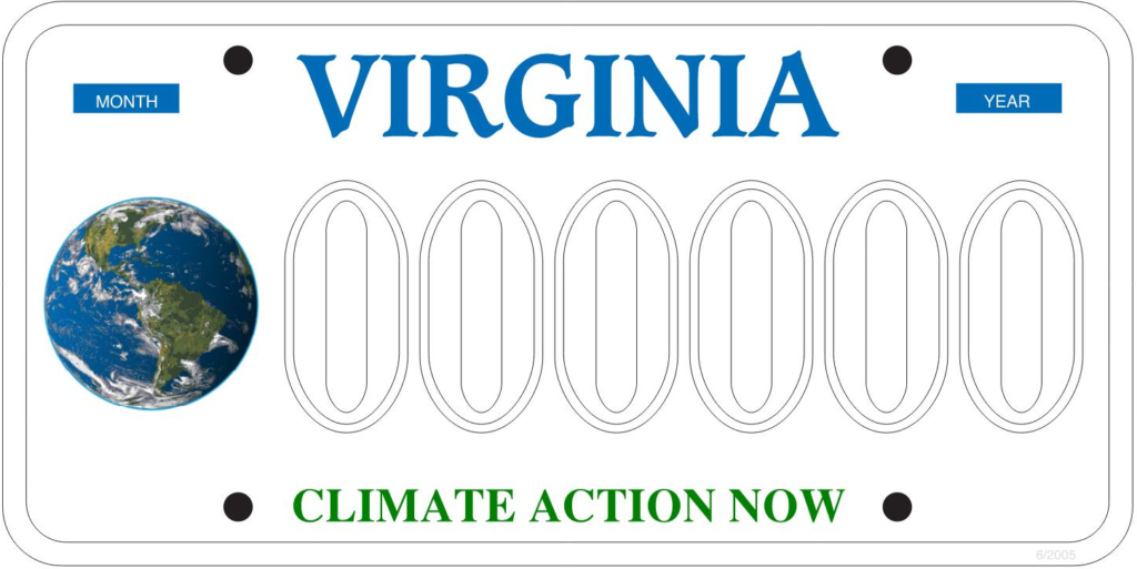 Virginia Climate Action Now license plate