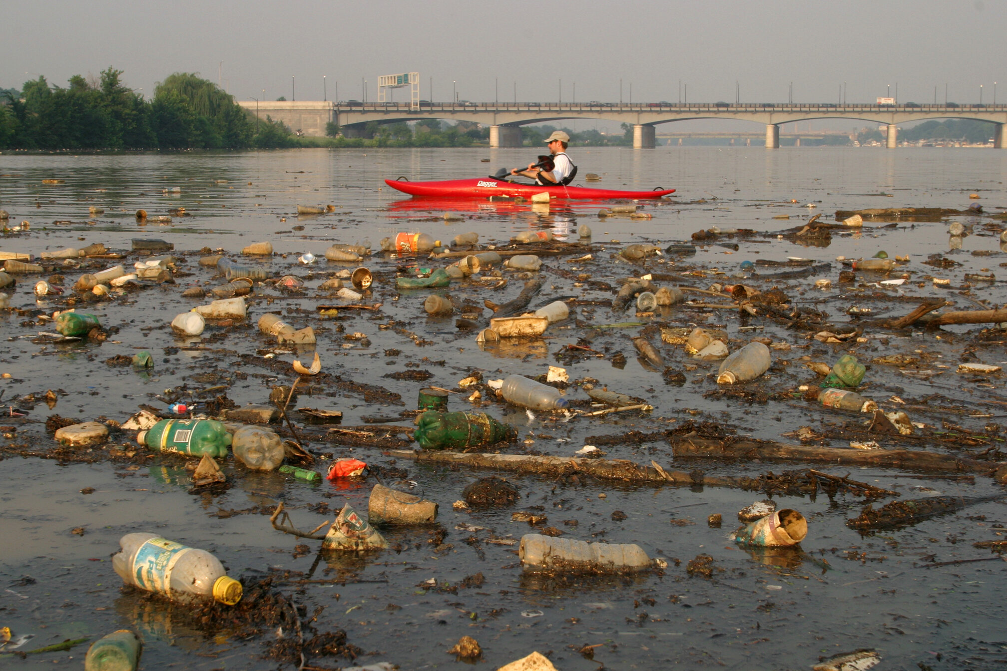 plastic waste in water