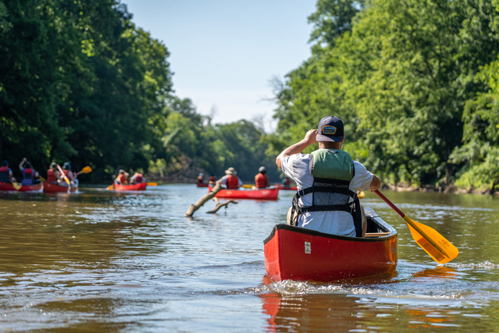 Piedmont Environmental Council fellows canoeing on the Rappahannock River in Fauquier County, Va